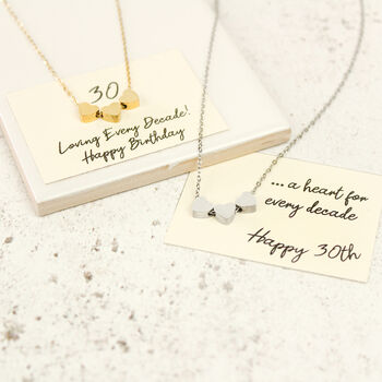 30th Birthday Hearts Necklace, A Heart For Every Decade, 7 of 10