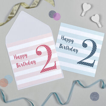 Candy Stripe 2nd Birthday Card, 2 of 7