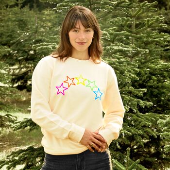 Neon Rainbow Stars Christmas Sweatshirt Jumper, 2 of 7