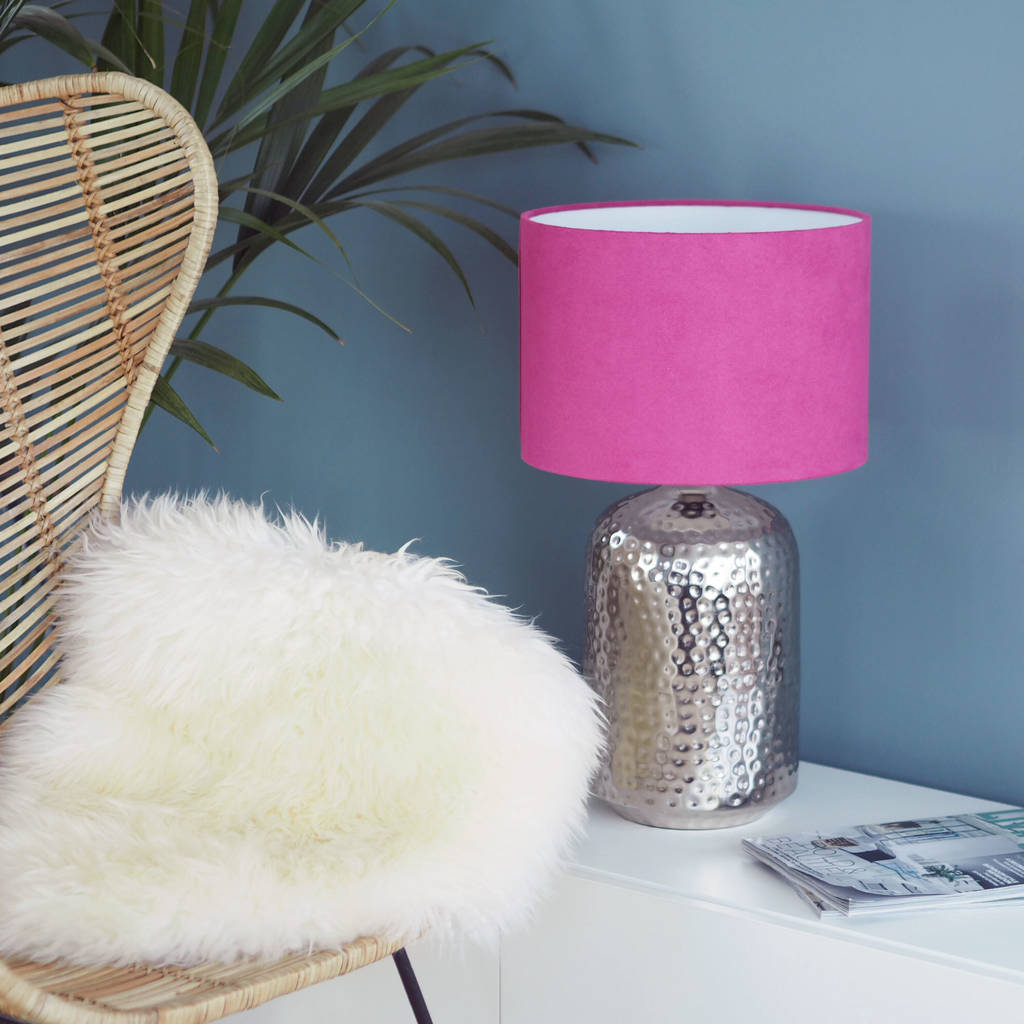 Pink Suedette Fabric Drum Lampshade By Quirk Notonthehighstreet Pink Suedette Fabric Drum Lampshade