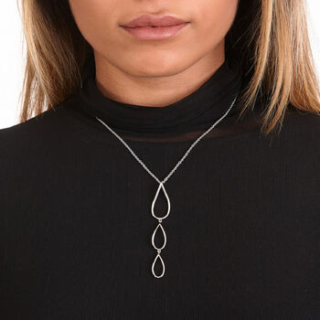 Sterling Silver Petal Drop Necklace Adjustable Chain Pendant Long Length Necklace Handmade Layered Necklace Pendant, 6 of 12