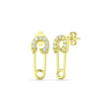 Sterling Silver Jewelled Mini Safety Pin Stud Earring, 5 of 9