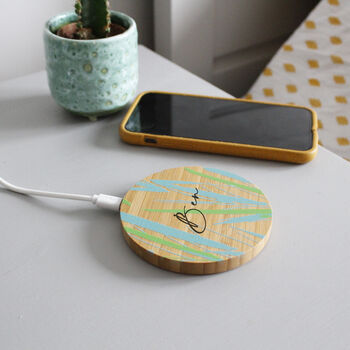 Personalised Bamboo Wireless Phone Charger For Him, 11 of 11
