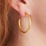 Gold Textured Hoops, Meduim Sized 18 K Gold Vermeil, thumbnail 1 of 9