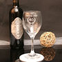 Engraved Birthday Wine Glass Wreath Design, thumbnail 2 of 3
