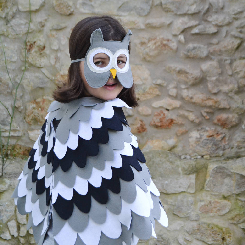 owl mask and wing cape children's costume by bhb kidstyle