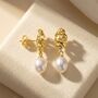 Gold Plated Twisted Synthetic Pearl Stud Earrings, thumbnail 1 of 3
