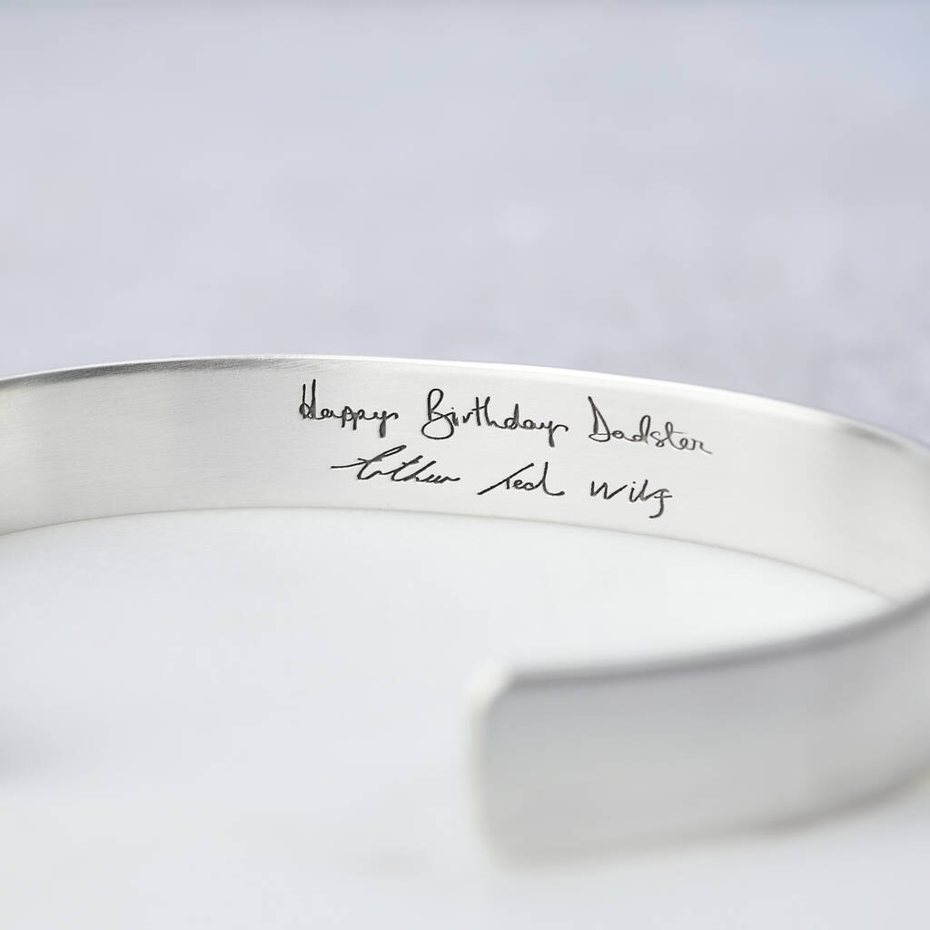 Personalised Wide Silver Handwritten Message Bangle, 1 of 4