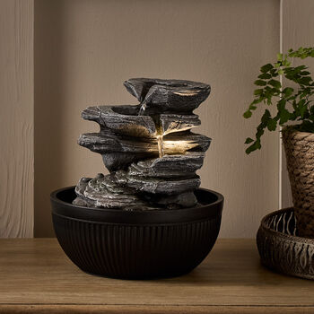 23cm Tabletop Rock Waterfall LED Fountain Water Feature Plug In For Indoor Use, 3 of 6