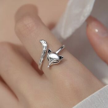 Sterling Silver Adjustable Fox Ring, 2 of 4