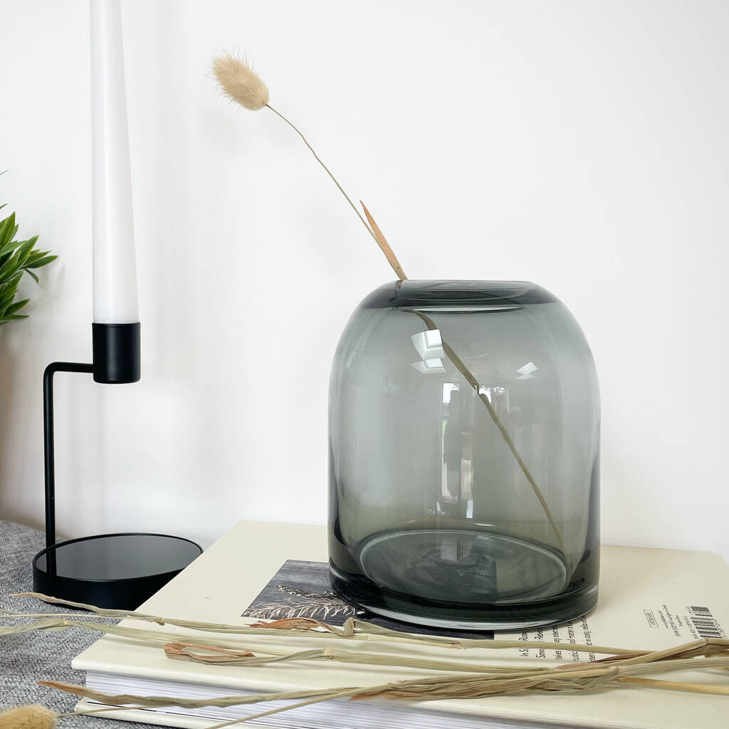 Smoked Grey Glass Dome Vase By Price And Coco Interiors