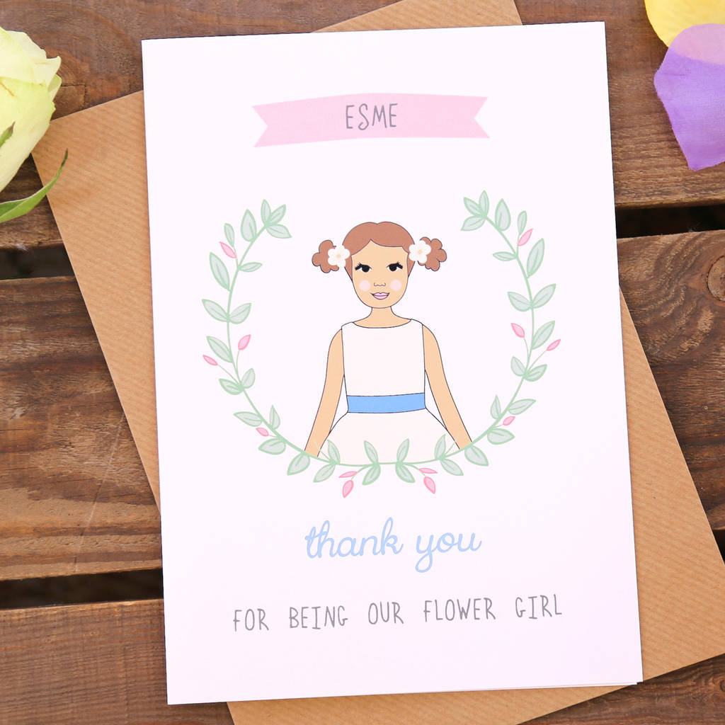 Flower Girl Personalised Thank You Or Will You Be Card, 1 of 7