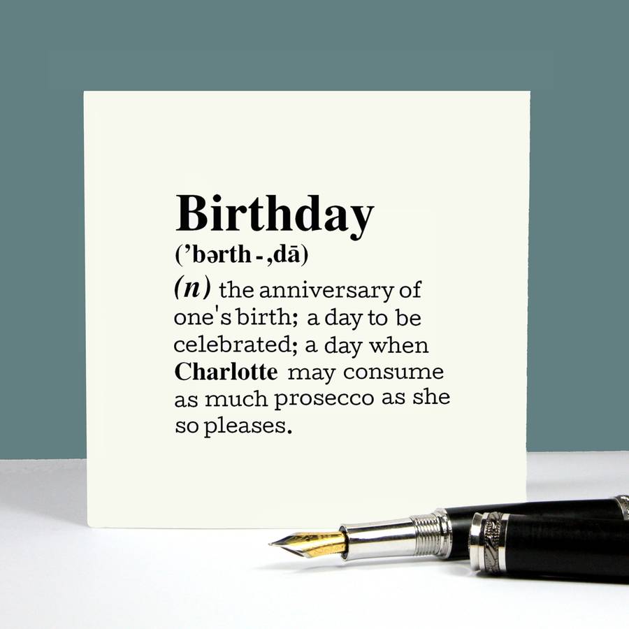 personalised 'birthday' definition card by betsy jarvis ...
