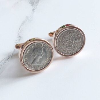 Personalised Sixpence Year Coin Cufflinks, 5 of 6