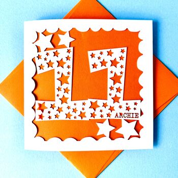 Personalised Stars Age Eleven Birthday Card, 2 of 4