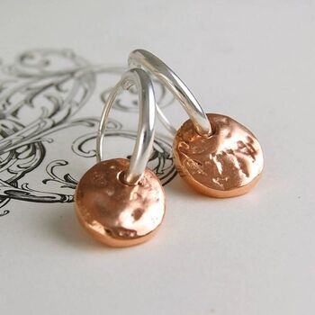Sterling Silver Organic Hoop And Charm Earrings, 4 of 5