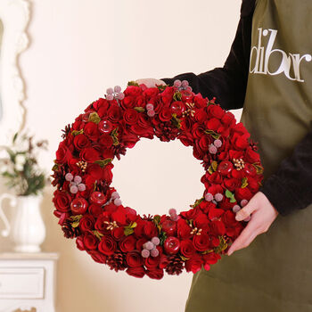 Deluxe Winter Roses Christmas Wreath, 6 of 7