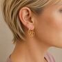 Oval Geometric Small Hoop Earrings, thumbnail 3 of 7