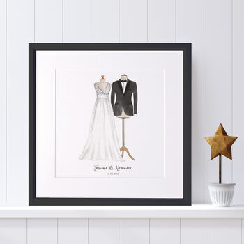 Wedding Dress And Suit Illustration, 6 of 8