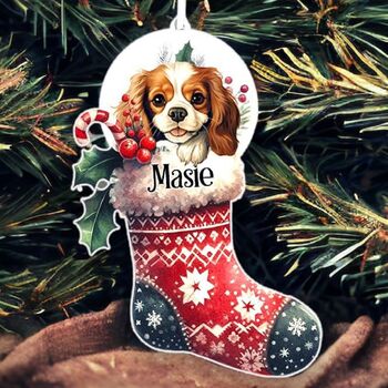Personalised Cavalier King Charles Stocking Bauble, 2 of 2