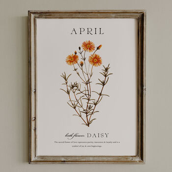 Birth Flower Wall Print 'Daisy' For April, 8 of 9