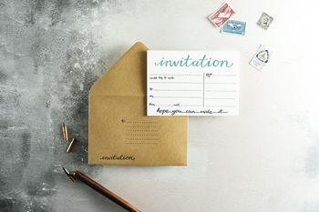 'Invitation' Set Of 10 Letterpress Invites, 2 of 2