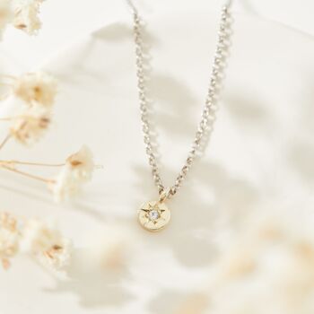 Fine Solid White Gold Sapphire Circle Necklace, 3 of 4