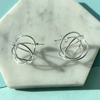 Multi Hoop Spherical Sterling Silver Stud Earrings, 3 of 7