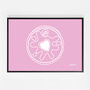 Custard Cream, Jammie Dodger, Bourbon And Digestive Biscuits Set Of Four Pink Prints, thumbnail 6 of 10