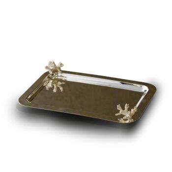 Large Silver Tray With Twin Coral Handles, 2 of 2