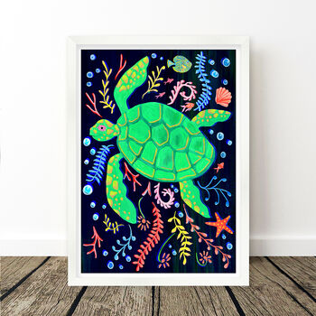 Colourful Sea Turtle Nursery Art Print, 5 of 8