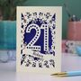 Personalised 21st Birthday Card Papercut Spotty Design, thumbnail 4 of 7