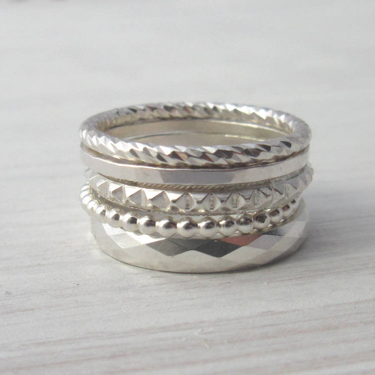 create your own silver stacking ring set by marion made ...