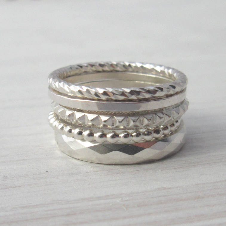 create your own silver stacking ring set by marion made