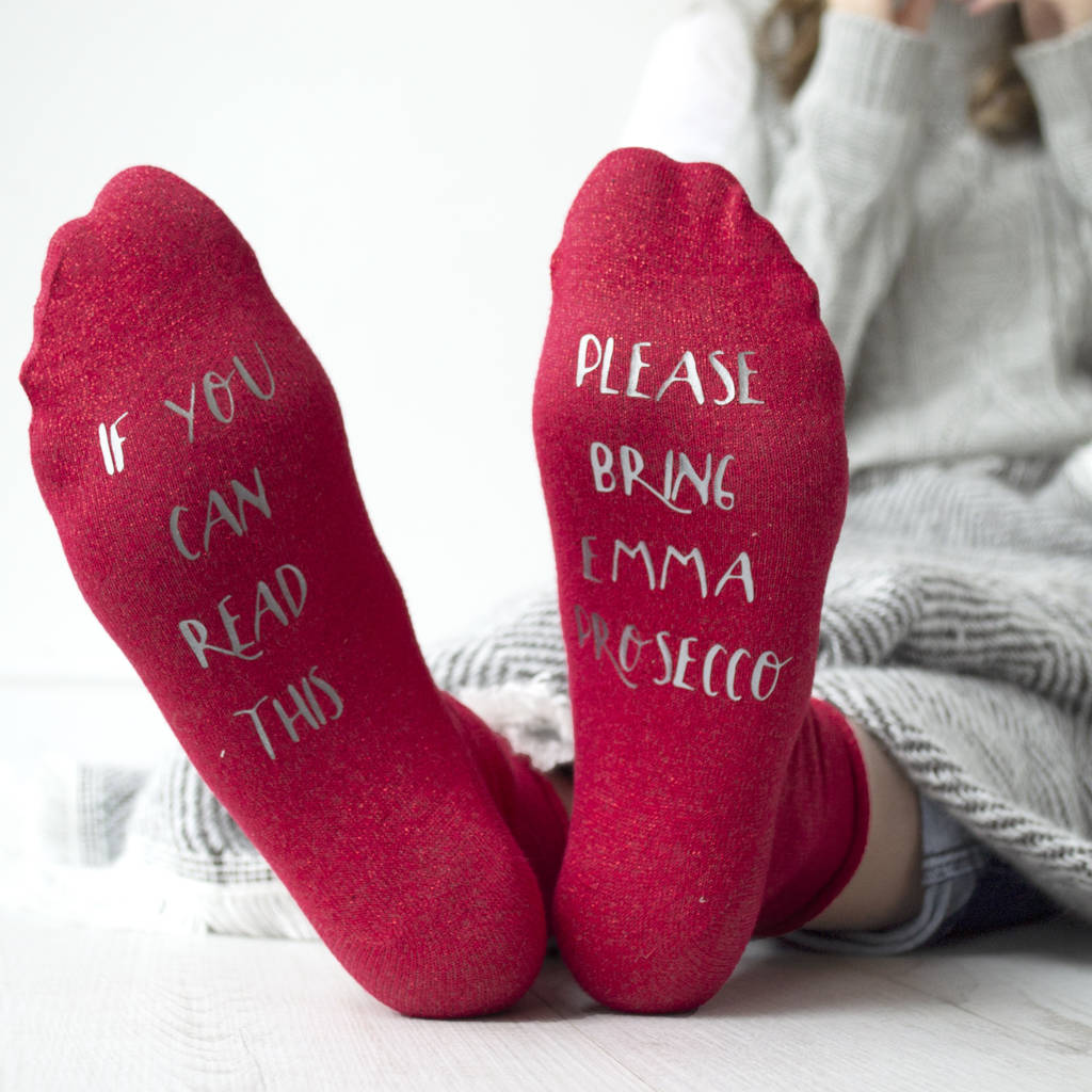 Personalised Please Bring Prosecco Glitter Socks By Solesmith