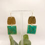 Aqua Gold Flake Statement Drop Earrings For Her, thumbnail 5 of 10