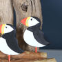 Six Puffins With Driftwood Backdrop Decoration, thumbnail 2 of 3