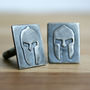 Spartan Warrior Oxidised Silver Cufflinks, thumbnail 1 of 4