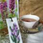 Hand Embroidered Buddleia Flower Linen Bookmark, thumbnail 6 of 7
