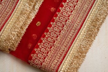 Paheli Red Bridal Net Dupatta, 4 of 7