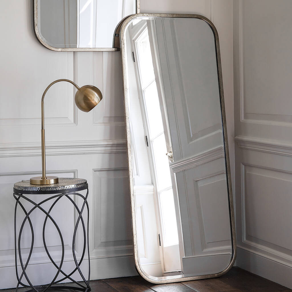 Rectangular Champagne Silver Floor Mirror By Primrose & Plum
