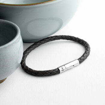 Personalised Men's Anchor Capsule Leather Bracelet, 4 of 12