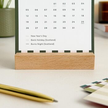 2026 Desk Calendar With Refillable Cards With Wood Stand, 5 of 10