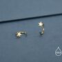 Tiny Star Huggie Hoop Earrings In Sterling Silver, thumbnail 4 of 11