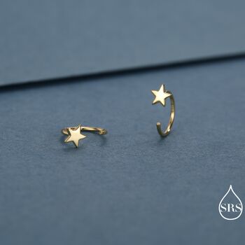 Tiny Star Huggie Hoop Earrings In Sterling Silver, 4 of 11