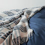 Extra Large Beige And Navy Check Wool Throw, thumbnail 2 of 3