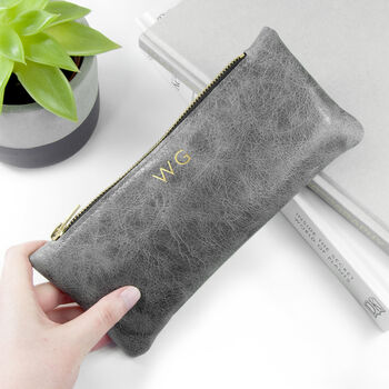 Monogrammed Luxury Leather Pencil Case, 4 of 12