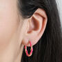 Pink Twisted Enamel Hoop Earrings In Gold Plating, thumbnail 2 of 4