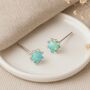 Sterling Silver Green Opal Micro Stud Earrings – 4mm, thumbnail 3 of 10