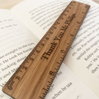 Personalised Oak Veneer Ruler Bookmark For Readers, 4 of 4